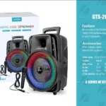 GTS-2047 Speaker With 8 Inch Pofer With Mic And Charging Cable 1200mah battery