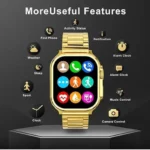 C9 Ultra Max Gold Edition Smartwatch – 2.1" Color Display, Bluetooth Calling, Wireless Charging, Dual Straps (Gold & Black), Waterproof, Hryfine App Compatible - Image 4