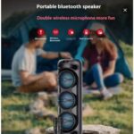KTS-2142 Portable Bluetooth Speaker with 2 Wireless Microphones 38inch Big Size FM USB SD Card LED