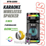 Brodu BTS-2250 8 Inch Portable Dual professional levelkaraoke Wireless bluetooth Speaker with 2 Mic
