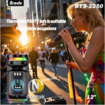 Brodu BTS-2250 8 Inch Portable Dual professional levelkaraoke Wireless bluetooth Speaker with 2 Mic - Image 4
